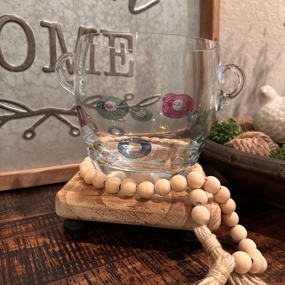 Block Crystal Poland Cabaret Ice Bucket Hand Blown Glass Centerpiece Bowl